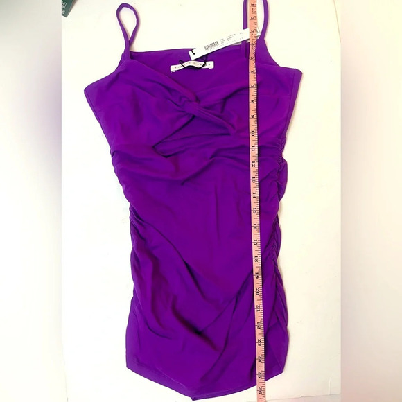 Susana‎ Monaco Cutout Ruched Sleeveless Top Womens Small Purple Stretchy NWT - Picture 10 of 11